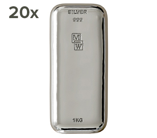 20 x 1kg Silver Cast Bars