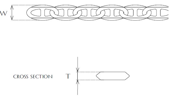Jewellery Chain Gold And Silver Bevel Diamond Cut Anchor Drawing