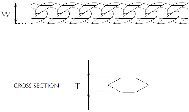 Jewellery Chain Gold And Silver Super Flat Bevel Diamond Cut Curb Drawing