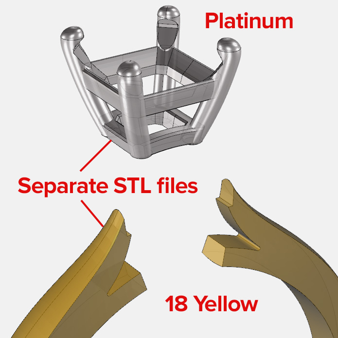 STL casting multiple parts STL jewellery casting muliple parts in different metal alloys - 3d Printing